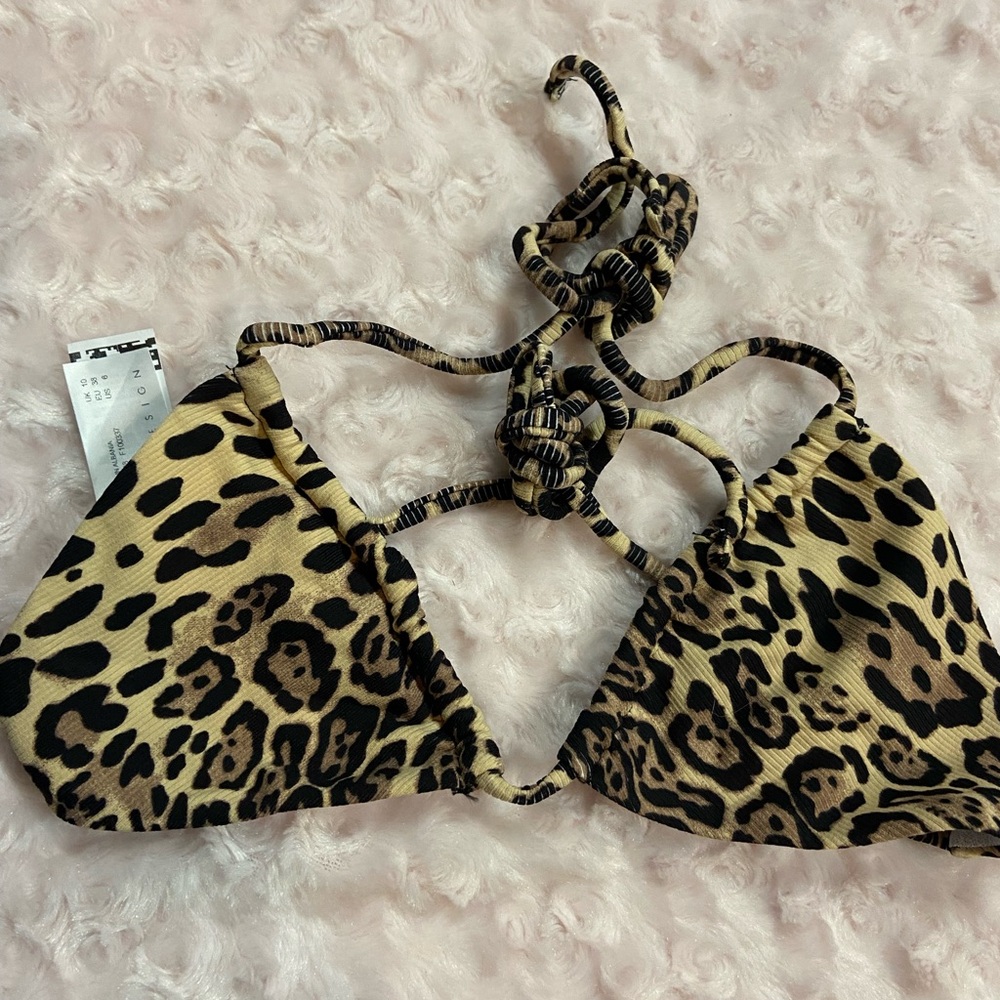 NEW WOT ASOS Leopard Print Triangle Bikini Top